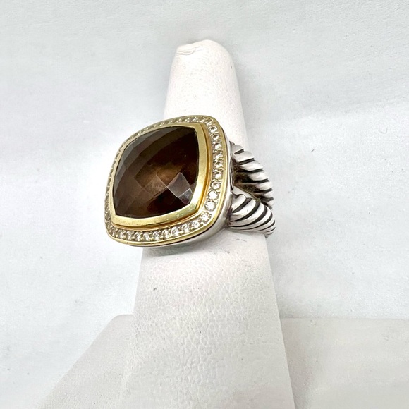 David Yurman Albion 14mm Smoky Quartz Ring with Diamonds and Gold - Picture 4 of 14